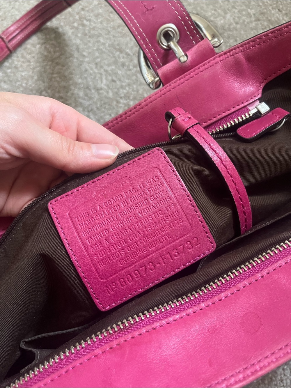 Coach Pink Leather Tote with Cherry Charm - Picture 4 of 7